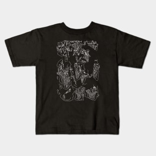 #1 - Limp Faces Psychedelic Line Ink Drawing with Art Style Black Kids T-Shirt